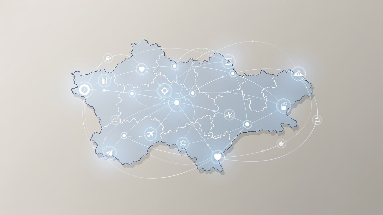 Mapa Severní Makedonie s digitálními symboly datového připojení, ilustrující moderní cestování s eSIM.