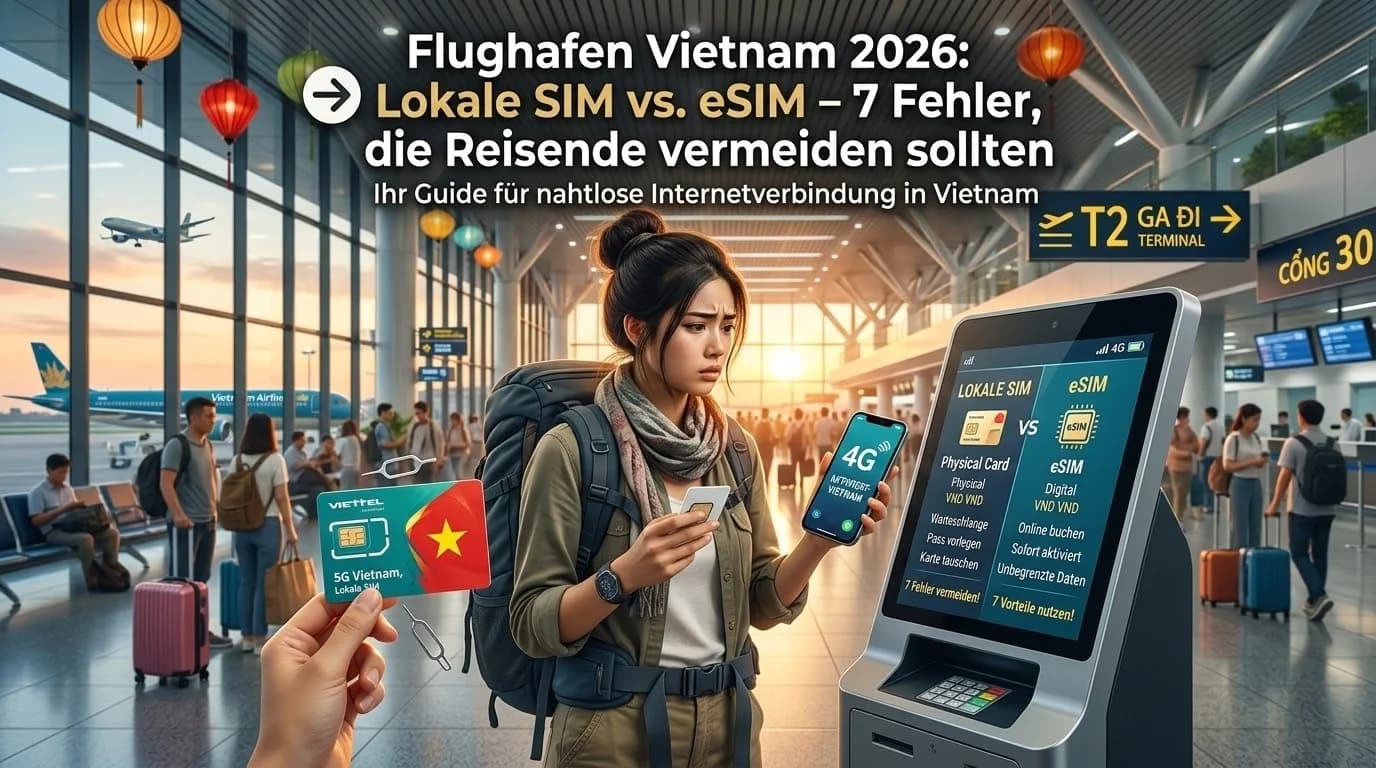 Flughafen Vietnam 2026: Lokale SIM vs. eSIM , 7 Fehler, die Reisende vermeiden sollten