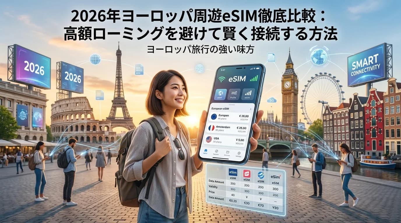 2026年ヨーロッパ周遊eSIM徹底比較:高額ローミングを避けて賢く接続する方法
