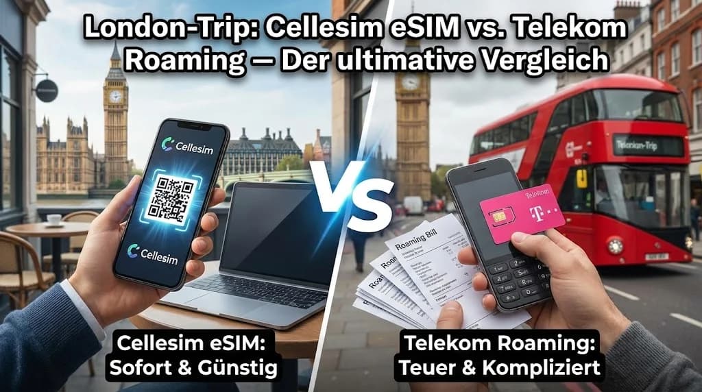 London-Trip: Cellesim eSIM vs. Telekom Roaming , Der ultimative Vergleich