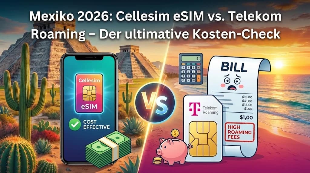 Mexiko 2026: Cellesim eSIM vs. Telekom Roaming , Der ultimative Kosten-Check