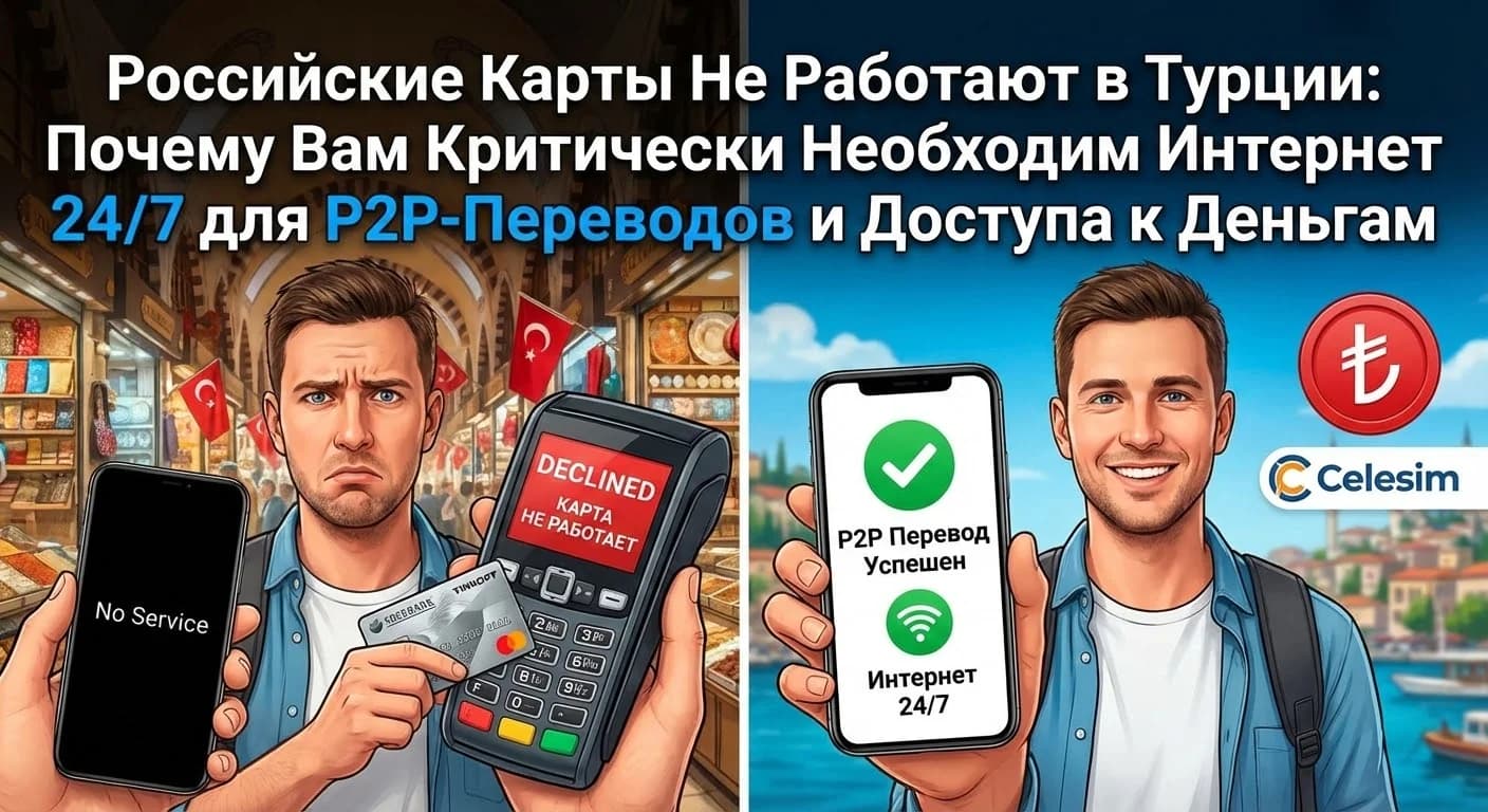 Российские Карты Не Работают в Турции: Почему Вам Критически Необходим Интернет 24/7 для P2P-Переводов и Доступа к Деньгам
