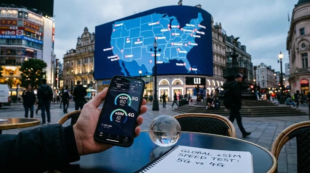Kiểm tra tốc độ eSIM: 5G và 4G hoạt động thế nào ở 20 thành phố toàn cầu?