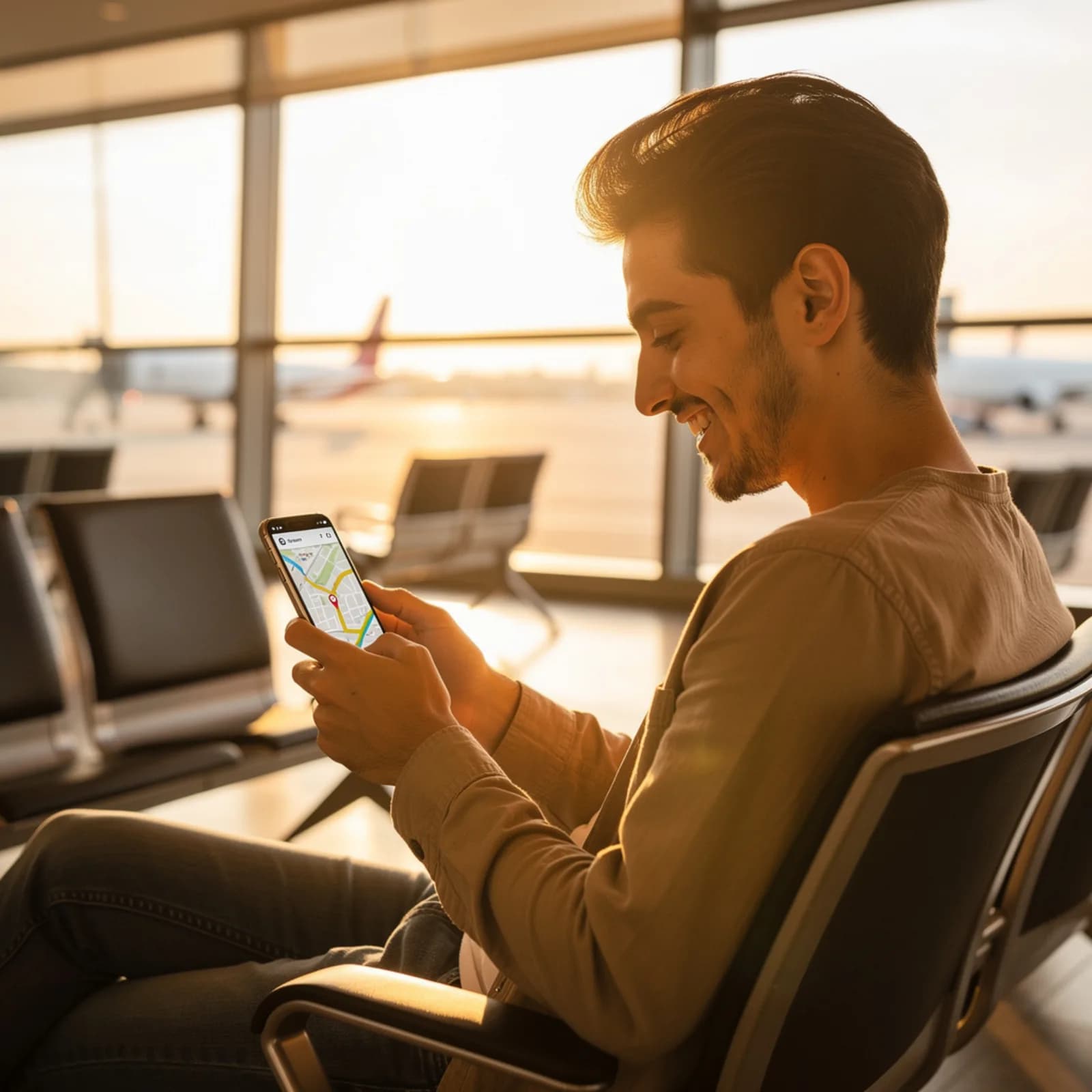 Yurt dışında telefonuyla internete bağlanan gezgin